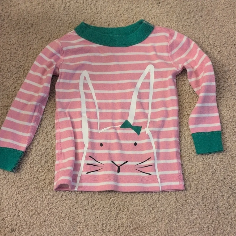 Hanna Andersson Easter Bunny Pink, White & Green Pajama Set Size 2T